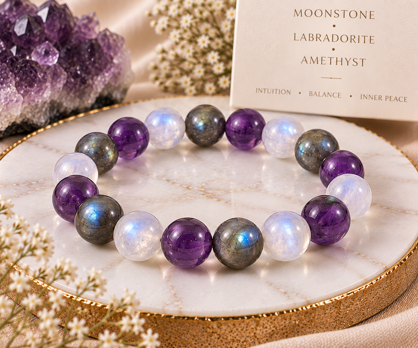 Moonstone + Labradorite + Amethyst