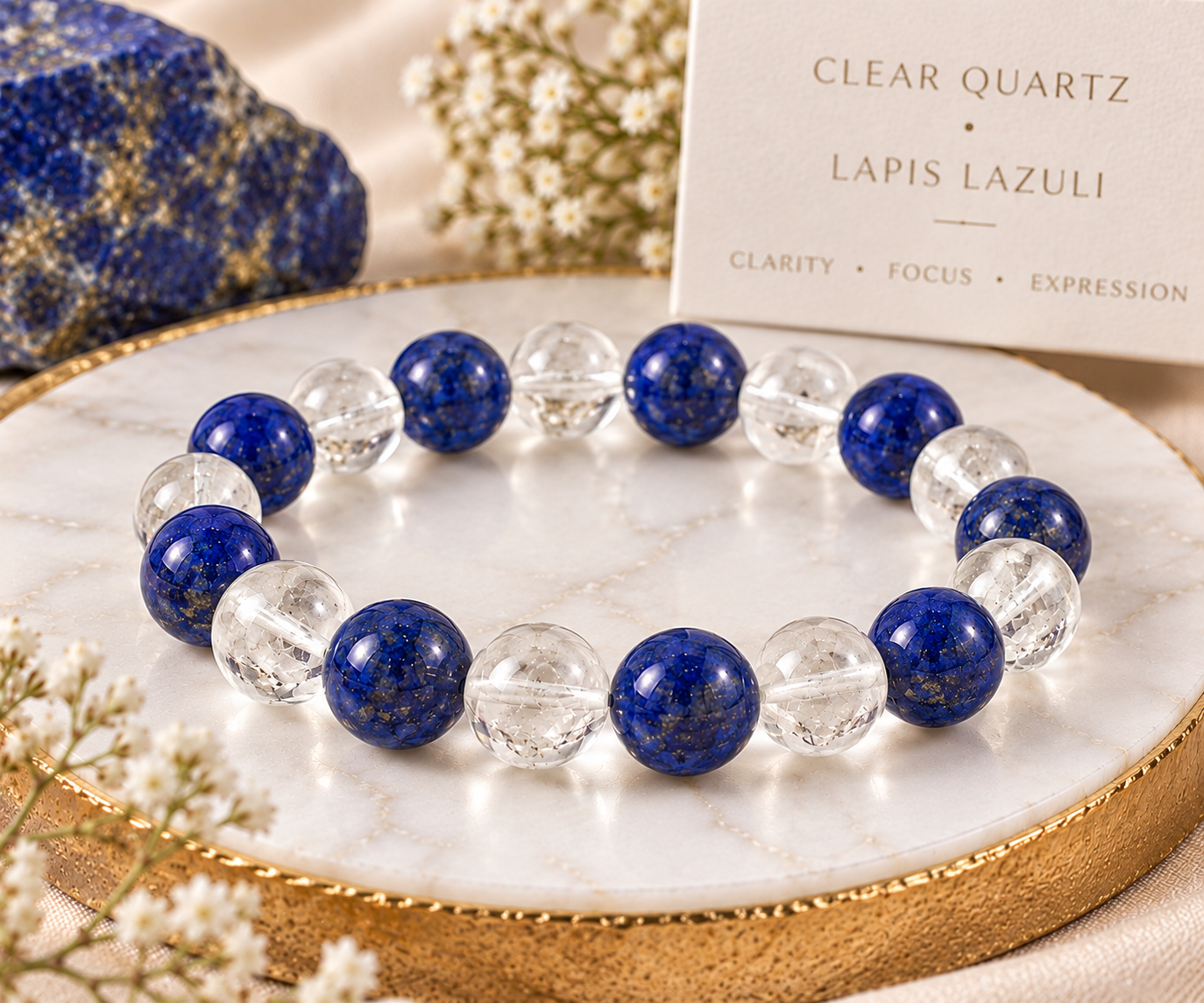 Clear Quartz + Lapis Lazuli