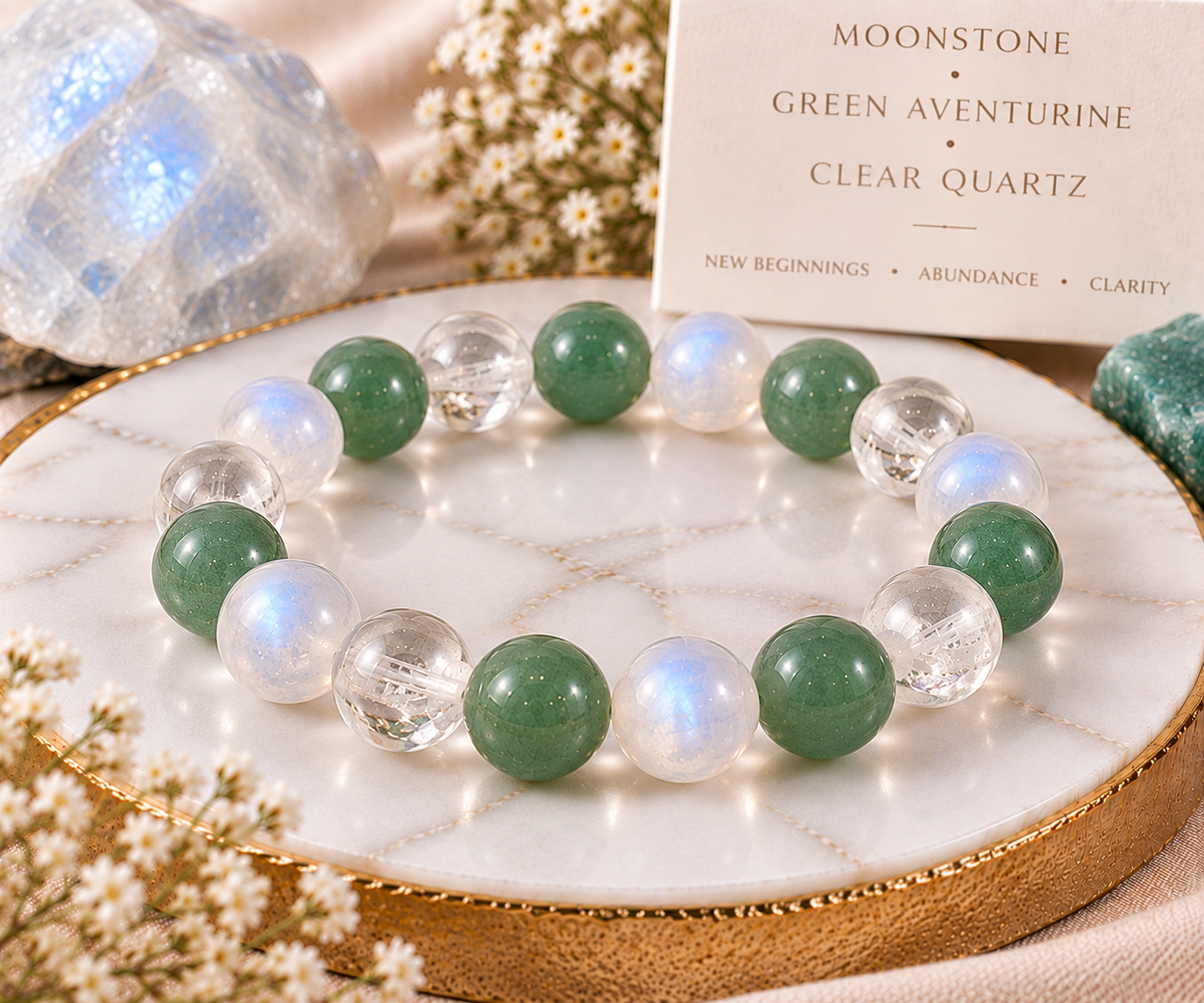 Moonstone • Green Aventurine • Clear Quartz